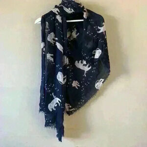 Cooperative Viscose Animal Scarf Black Cream 72 in x 30 in Semi Sheer